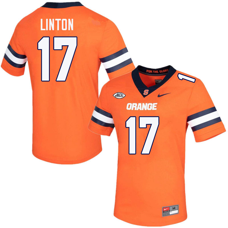 Syracuse Orange #17 Steve Linton College Football Jerseys Stitched-Orange